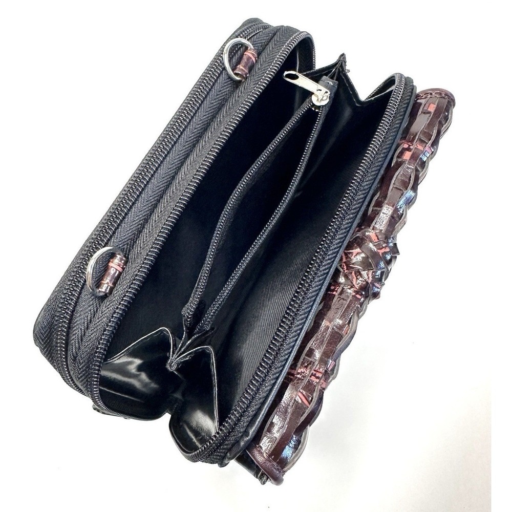 Western Crossbody Wallet Clutch Faux Croc Woven Leather Look Silver Heart Medusa - Picture 10 of 16